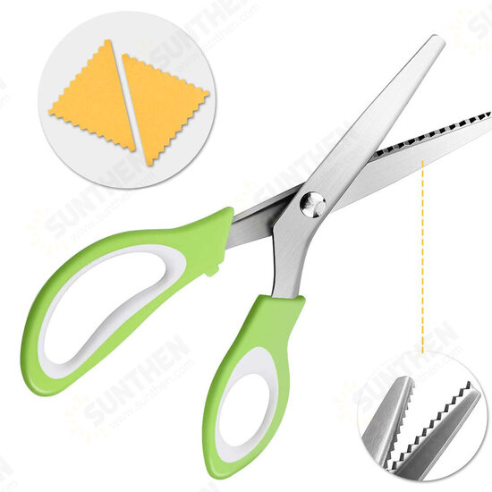 24CM DIY Teeth Scissors Stainless Steel Sewing Dressmaking Triangular Arc Shears Cutter Portable Camping Picnic