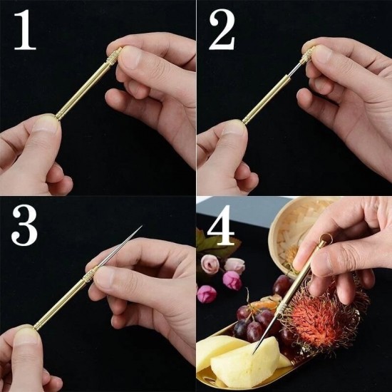 3 PCS Titanium Outdoor EDC Portable Multi-Purpose Toothpick Bottle Fruit Fork Camping Tool Toothpick Tube Is More Durable Than Floss