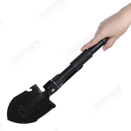 4 in 1 Multifunctional Camping Folding Shovel Carbon Steel Garden Hiking Outdoor Activity Tool