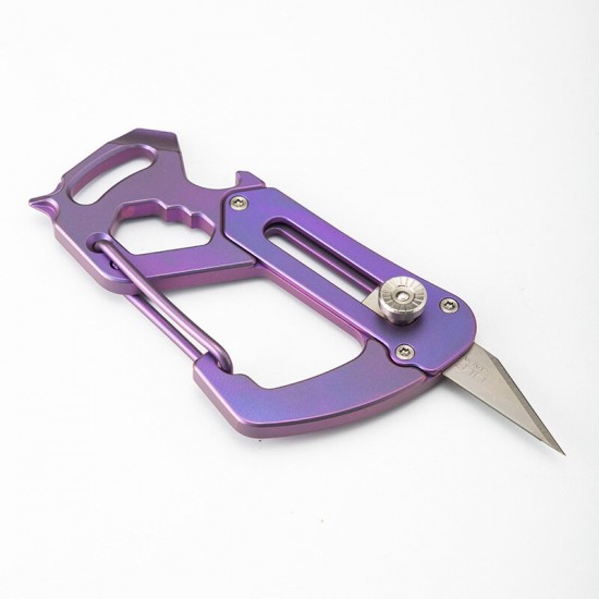 6 In 1 Titanium Alloy EDC Outdoor Survival Blade Climbing Keychain Screwdriver Opener Paper Cutter