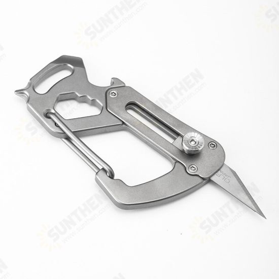 6 In 1 Titanium Alloy EDC Outdoor Survival Blade Climbing Keychain Screwdriver Opener Paper Cutter