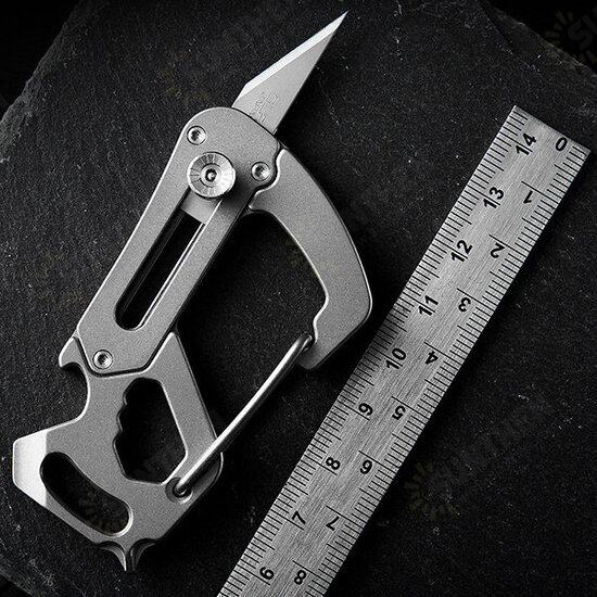 6 In 1 Titanium Alloy EDC Outdoor Survival Blade Climbing Keychain Screwdriver Opener Paper Cutter