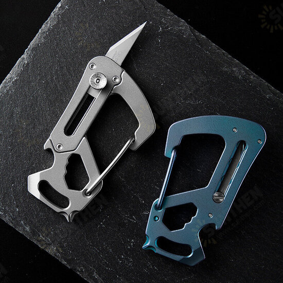 6 In 1 Titanium Alloy EDC Outdoor Survival Blade Climbing Keychain Screwdriver Opener Paper Cutter