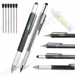 6 in 1 Multifunctional Tactical Pen Creative Screwdriver Level Scale Pen Touch Screen Metal Ballpoint Pen Tool Camping Hiking 6 in 1 Multifunctional Tactical Pen Creative Screwdriver Level Scale Pen Touch Screen Metal Ballpoint Pen Tool Camping Hiking