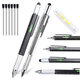 6 in 1 Multifunctional Tactical Pen Creative Screwdriver Level Scale Pen Touch Screen Metal Ballpoint Pen Tool Camping Hiking