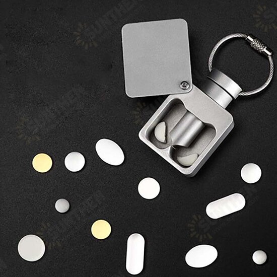 Aluminum Alloy Waterproof Sealed Bin Pill Separator Pill Cutter Doubles As A Pill Box Easy To Carry EDC