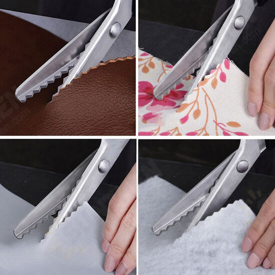 Circle Arc/Triangle Tooth Scissor Leather Handicraft Shear Scissors Fabric Edge Cutting Tools