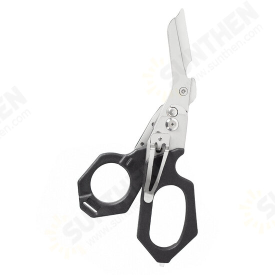 6-in-1 Multifunctional Folding Scissors with Strap Cutter Paratrooper Knife Tactical Response Emergency Shears Outdoor Emergency Tools