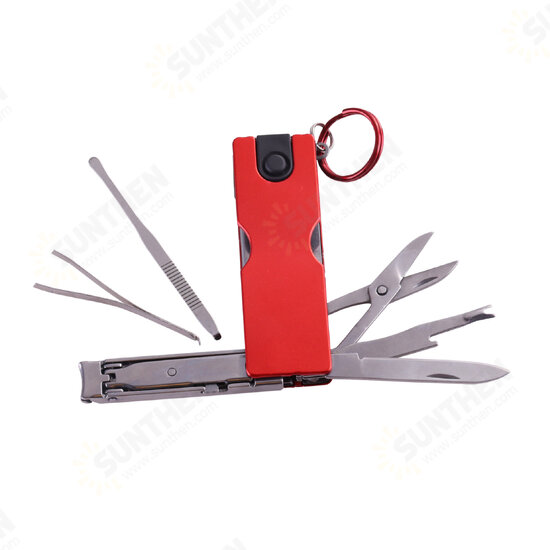 Folding Nail Clippers Scissors Outdoor Portable Multifunctional Tools Beauty Tool with LED Light and Key Ring