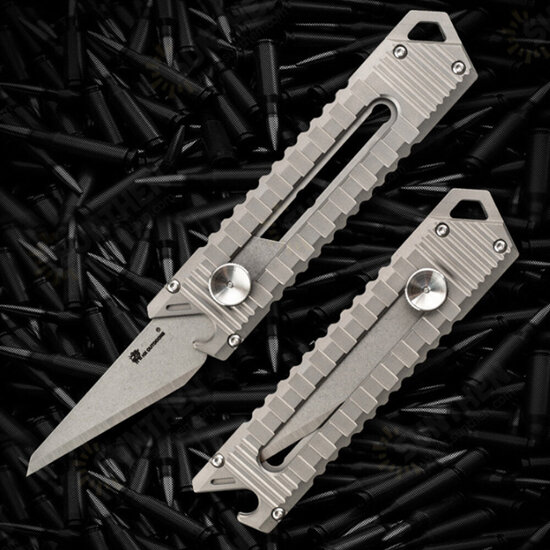 12.2CM Mini Tactical Folding EDC Blade Knife Opener Titanium Alloy EDC Keychain Survival Clip Point Blade for Camping Outdoor