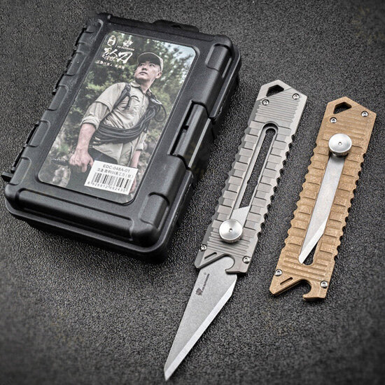 12.2CM Mini Tactical Folding EDC Blade Knife Opener Titanium Alloy EDC Keychain Survival Clip Point Blade for Camping Outdoor