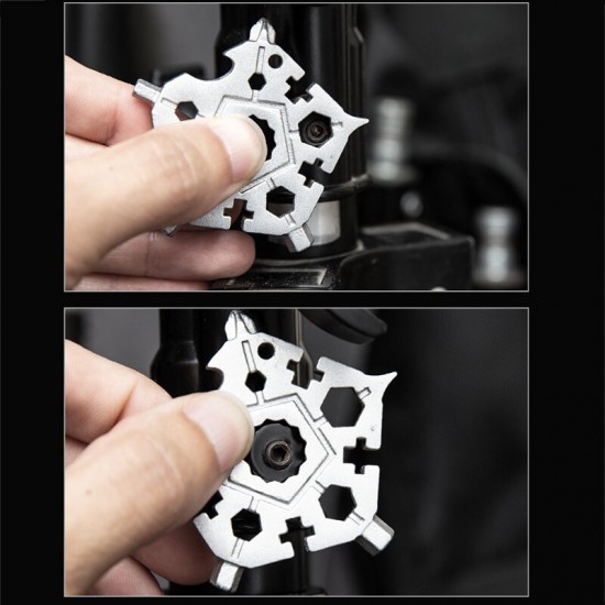 23-in-1 Multifunctional Snow Wrench Bike Repair Tool Carbon Steel EDC Outdoor Pentagon Wrench Tool