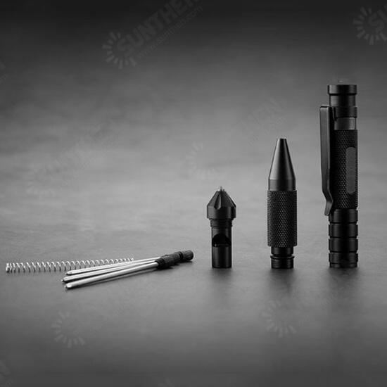 3 In 1 EDC Tactical Pen Aluminum Alloy Tungsten Steel Head Whistle Writting Emergency Safe Security Tool