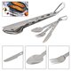 3-In-1 Outdoor Tableware Set Camping Cooking Supplies Home Picnic Hiking Travel Tools Stainless Steel Folding Pocket Spoon Kits