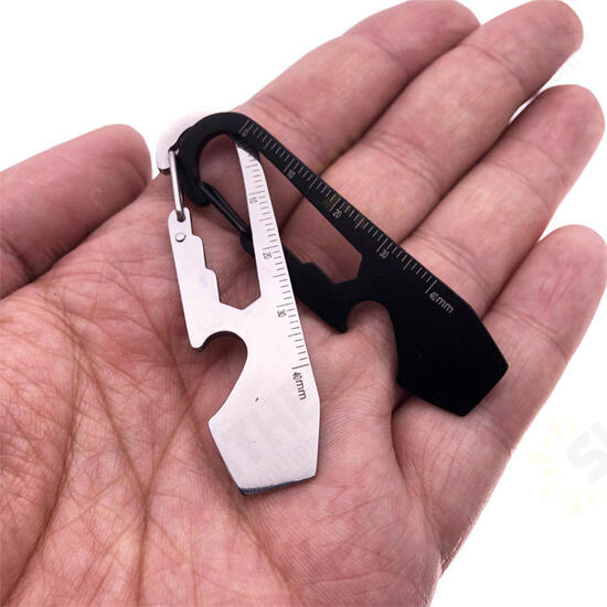 5 In 1 Multifunctional EDC Keychain Tools Kit Stainless Steel Bottle Opener Wrench Scale Ruler Cutter