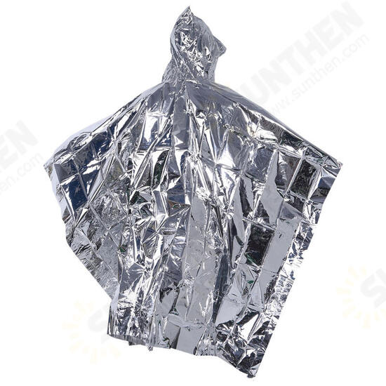 Outdoor Portable Emergency Poncho Disposable Foil Raincoat Waterproof Survival Rescue Blanket