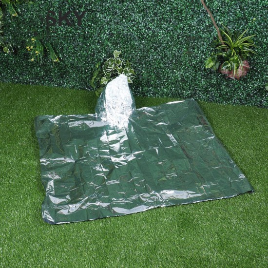 Outdoor Portable Emergency Poncho Disposable Foil Raincoat Waterproof Survival Rescue Blanket