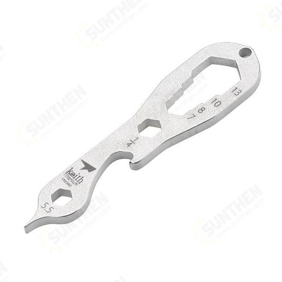 Ti1705 Pure Titanium Outdoor Camping Multifunctional Tools Hex Wrench Bottle Opener Spanner Flat Screwdriver