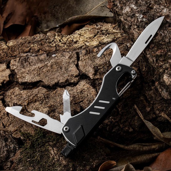 VK2326 10 IN 1 55mm Steel Outdoor Survival Multifunctional Tools Screwdriver Bottle Opener Folding Knife