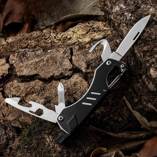 VK2326 10 IN 1 55mm Steel Outdoor Survival Multifunctional Tools Screwdriver Bottle Opener Folding Knife