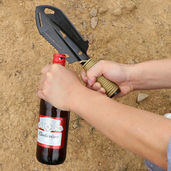 7-in-1 Tactical Shovel EDC Multifunction Survival Spade Peeler Saw Bottle Opener Screwdriver Hexagonal Wrench Camping Emergency Tools