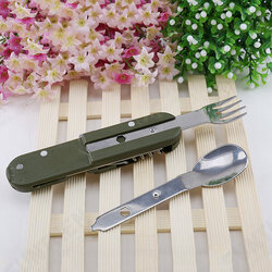 Multifunctional Stainless Steel Tableware Folding Fork Spoon Opener Blade Outdoor Camping Picnic Multifunctional Stainless Steel Tableware Folding Fork Spoon Opener Blade Outdoor Camping Picnic
