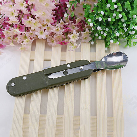 Multifunctional Stainless Steel Tableware Folding Fork Spoon Opener Blade Outdoor Camping Picnic