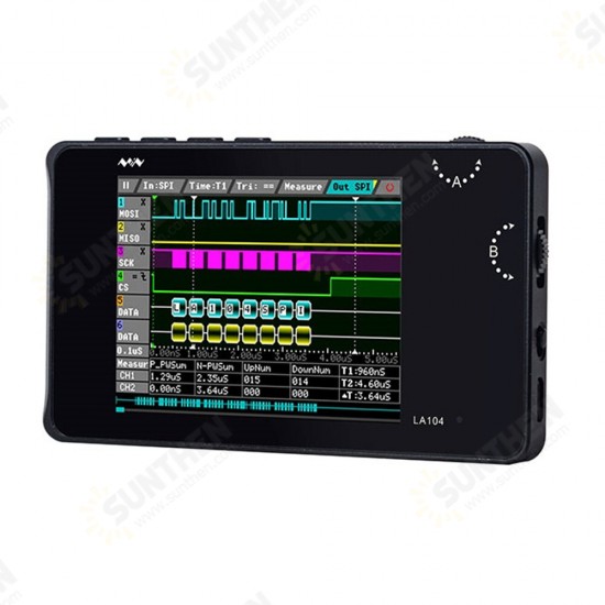 LA104 Digital Logics Analyzer 2.8 inch Screen 4 Channels Oscilloscope SPI IIC UART Programmable 100MHz Max Sampling Rate LA104 Digital Logics Analyzer 2.8 inch Screen 4 Channels Oscilloscope SPI IIC UART Programmable 100MHz Max Sampling Rate