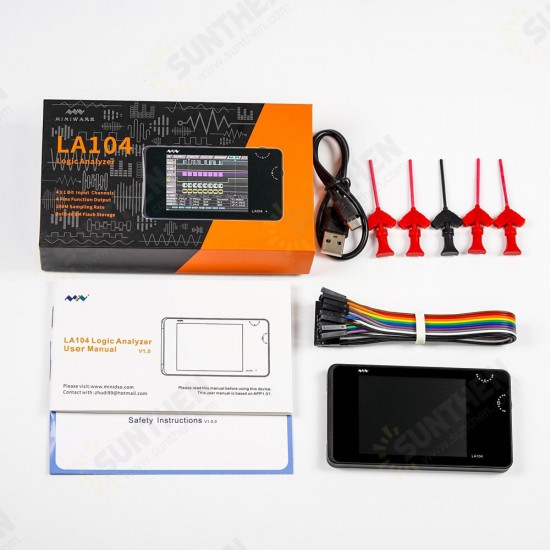 LA104 Digital Logics Analyzer 2.8 inch Screen 4 Channels Oscilloscope SPI IIC UART Programmable 100MHz Max Sampling Rate LA104 Digital Logics Analyzer 2.8 inch Screen 4 Channels Oscilloscope SPI IIC UART Programmable 100MHz Max Sampling Rate