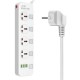2500W Power Strip 4 Universal Outlets 4 USB Charger Ports Surge Protector EU Plug Input For Home & Office