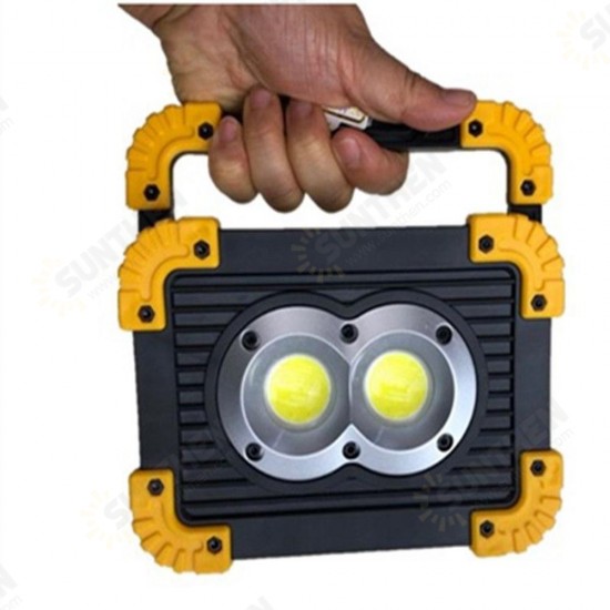 20W Double Round USB Portable Waterproof COB Camping Light Rechargeable 3Modes LED Work Light