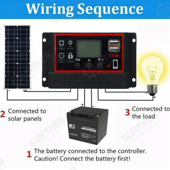 30W Solar Panel Kit 12V Battery Charger 100A Controller USB RV Travel Camping