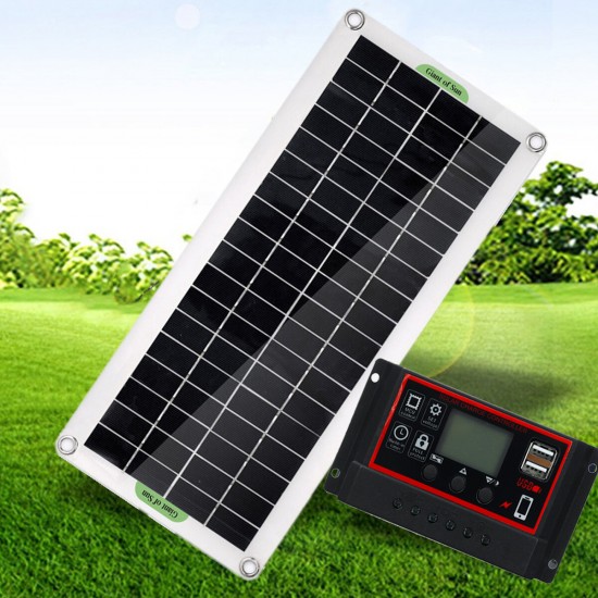 30W Solar Panel Kit 12V Battery Charger 100A Controller USB RV Travel Camping