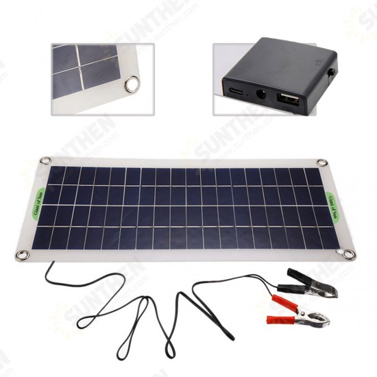 30W Solar Panel Kit 12V Battery Charger 100A Controller USB RV Travel Camping