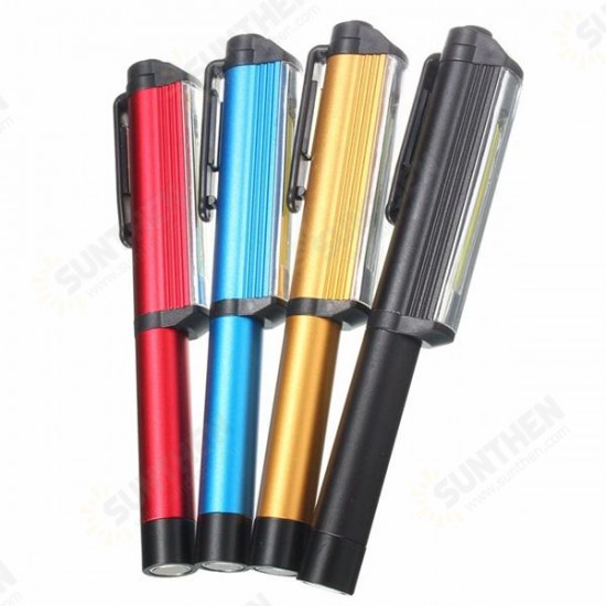 3W LED COB Pocket Pen Clip Light Work Inspection Lamp Magnetic Torch Flashlight