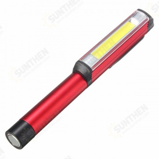 3W LED COB Pocket Pen Clip Light Work Inspection Lamp Magnetic Torch Flashlight