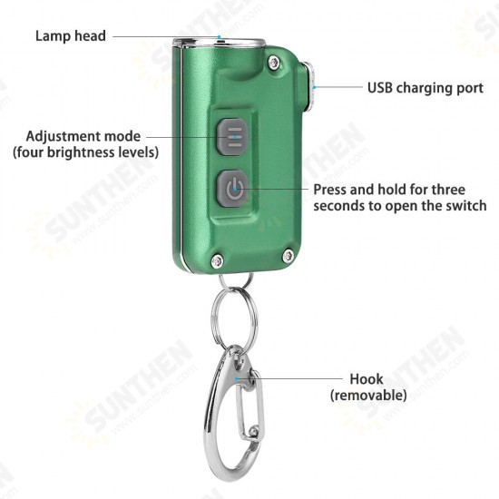 Mini Double-switch Keychain Lamp USB Charging Flashlight Camping Lantern Light Portable Flashlight Waterproof Super Bright