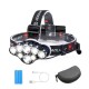 8LED USB Rechargeable Headlamp 6400mAh IPx4 Waterproof Outdoor Headlight 8 Light Modes