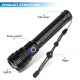 Upgraded USB Rechargeable Xhp90 LED Flashlight 90000 Lumens Zoomable & 3 Modes Lighting Suitable for Outdoor Hiking or Home Emergency