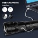 Upgraded USB Rechargeable Xhp90 LED Flashlight 90000 Lumens Zoomable & 3 Modes Lighting Suitable for Outdoor Hiking or Home Emergency