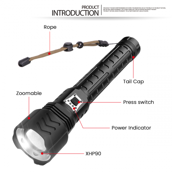 Portable USB Rechargeable 5 Modes & Zoomable P70.2 Tactical Flashlight High Brightness Waterproof