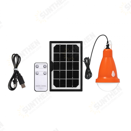 Solar Panel USB Rechargeable Camping Bulb Remote Control Waterproof Outdoor Emergency Light 3 Modes