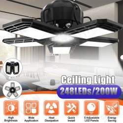 248 LED 5 Panels Deformable Garage Light E27 Basement Ceiling Lights Folding LED Workshop Fixture 248 LED 5 Panels Deformable Garage Light E27 Basement Ceiling Lights Folding LED Workshop Fixture