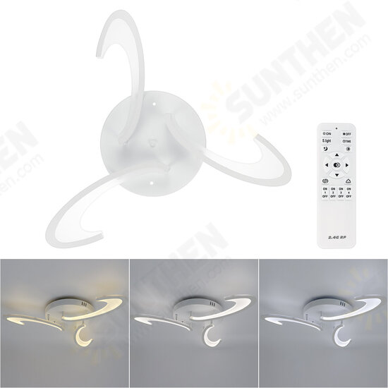 3 Heads Modern LED Acrylic Ceiling Lamp Pendant Light Chandeliers Bedroom+Remote Control