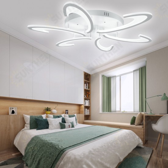 6 Heads Modern LED Acrylic Ceiling Lamp Pendant Light Chandeliers Bedroom+Remote Control