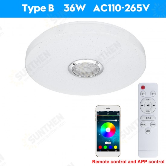 72W Smart LED Ceiling Light Lamp RGB bluetooth Music Speaker Bedroom Wall Lamp