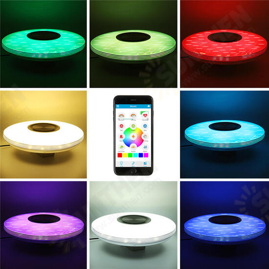 84LED RGBW Intelligent Music Ceiling Light Lamp APP/ Remote Control 220V/100-260V