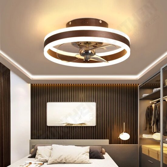 AC 220V Modern Minimalist LED Ceiling Fan Light Crystal Decorative Remote Control Lighting Bedroom Fan Lamp