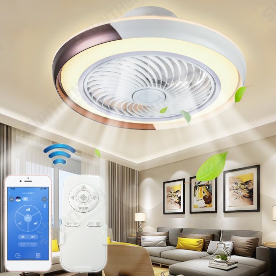 LED Fan Ceiling Light WiFi Dimmable Bedroom Lamp APP+Remote Control 220V