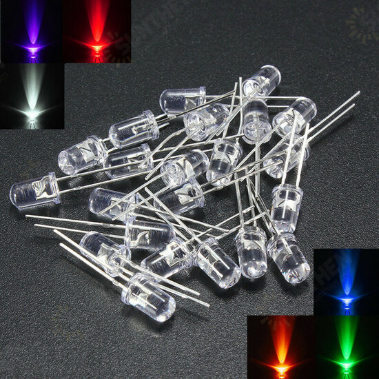 120pcs 5mm White Red Blue Green Yellow Purple LED Light Bulb Emitting Diode Lamp